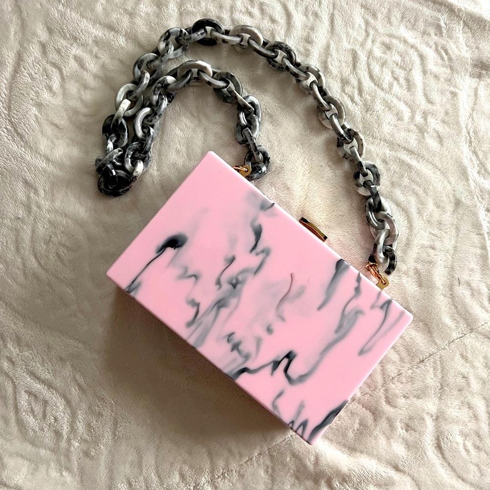 Sam Edelman plastic clutch with chain